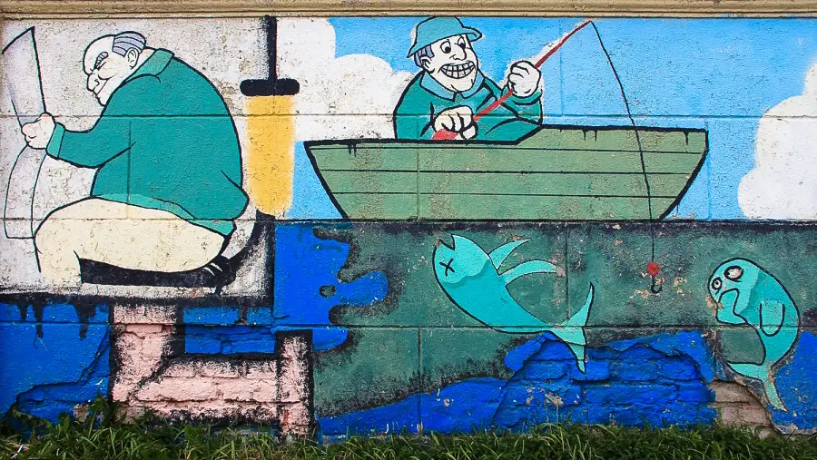 Water pollution mural Punta Arenas Chile GoVeganWay.com