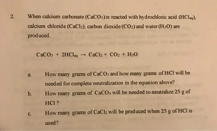 炭酸カルシウム、hcl